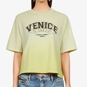 NWT! Retail $130 The Kooples Venice Graphic T-Shirt in Light Green French Size 3